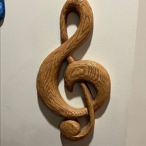 Treble Clef Wall Decor - Natural Brown faux wood grain. 12”